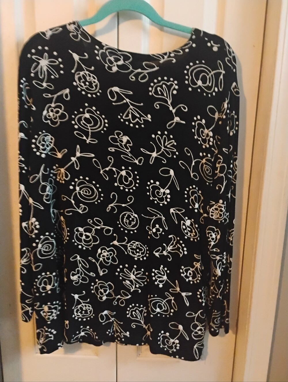 Vintage 90s CLIO Whimsical Sketch Floral Long Sleeve Top - Size Xxl - Picture 4 of 6